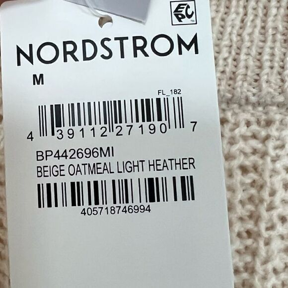 BP Cable Knit Balloon Sleeve Sweater In Beige Oatmeal Light Heather - Picture 8 of 9